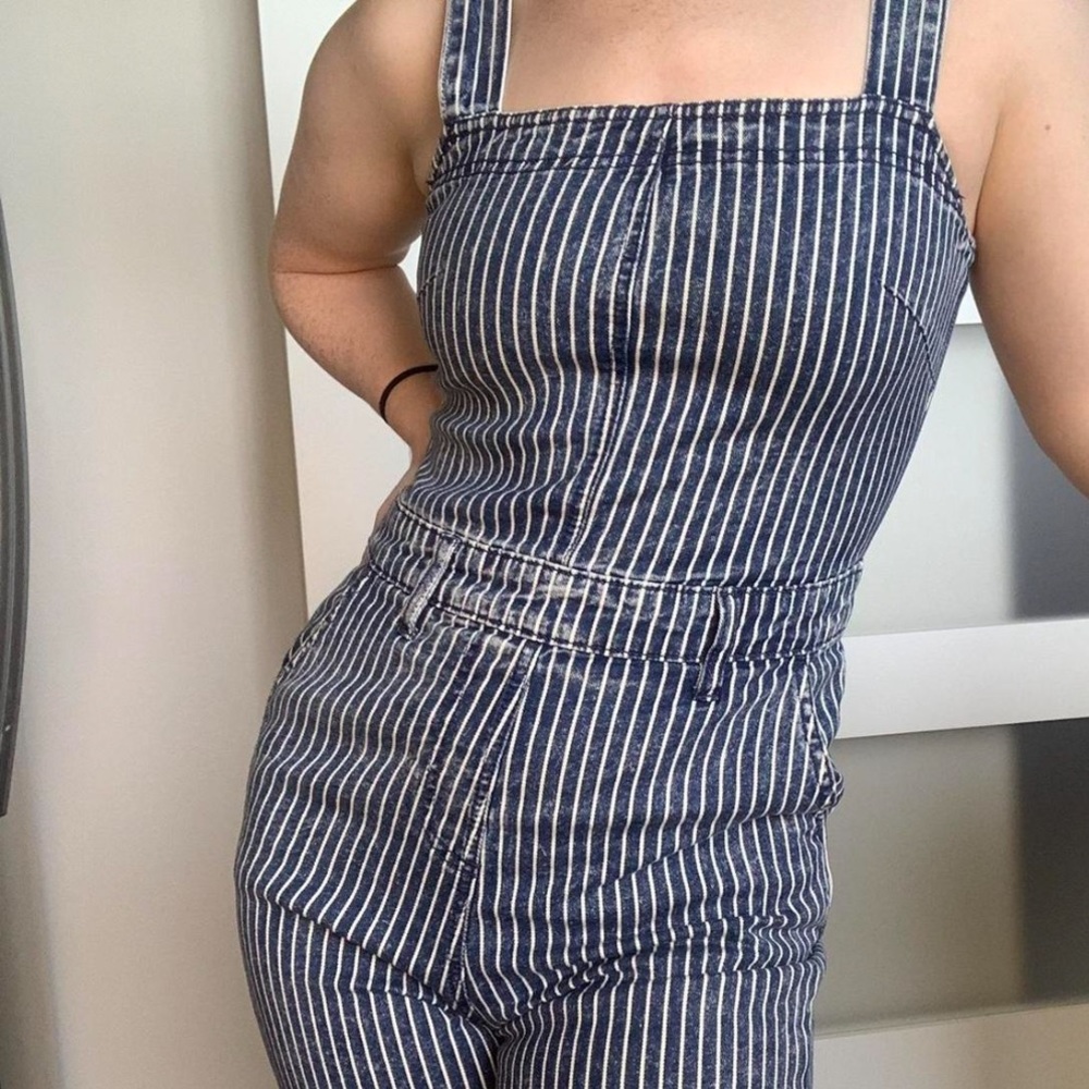 Retro Conductor Pinstripe Jumpsuit